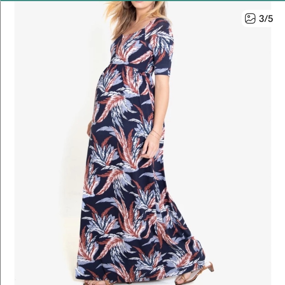 Ingrid & Isabel Leaf Pattern Maternity Dress NWT - image 3
